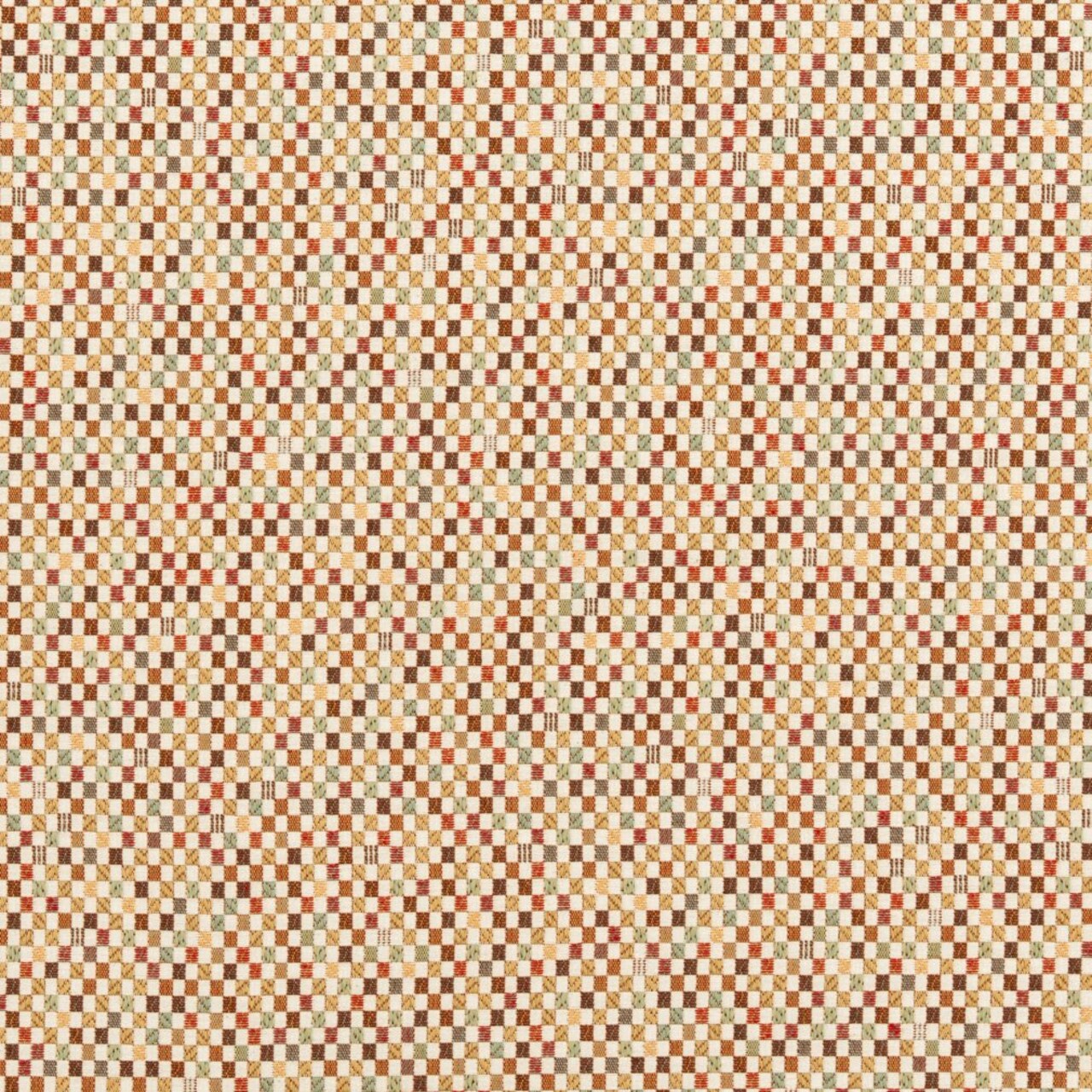 Upholstery Fabric - Green,Orange & Rust Small Scale Upholstery Fabric 54 Inches"